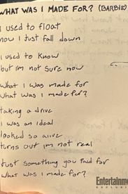 Barbie Billie Eilish "What Was I Made For" Lyrics Notebook