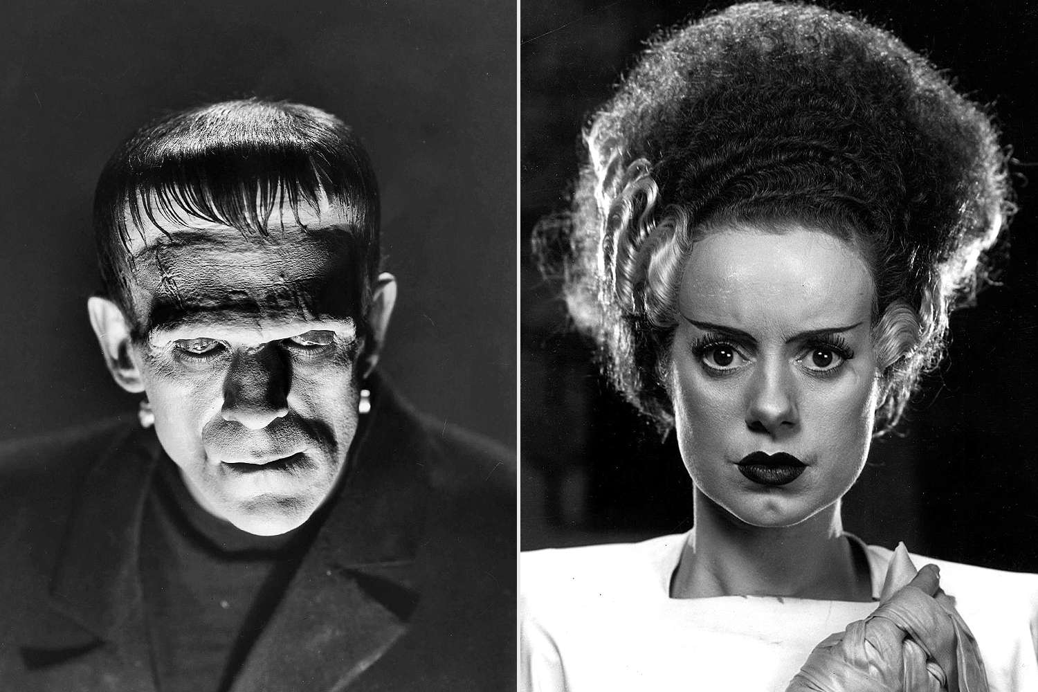 FRANKENSTEIN, Boris Karloff, 1931; BRIDE OF FRANKENSTEIN, Elsa Lanchester, 1935