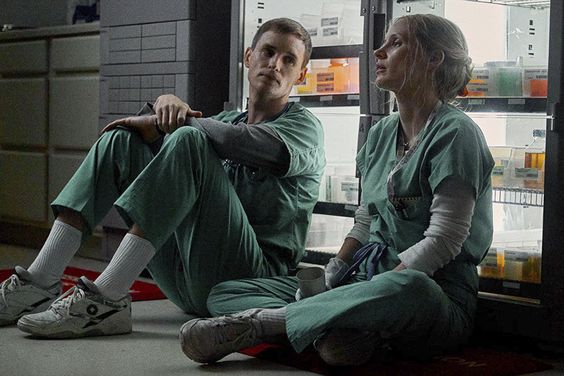 Eddie Redmayne and Jessica Chastain in 'The Good Nurse'