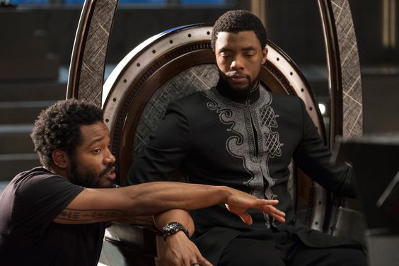 Marvel Studios' BLACK PANTHER..L to R: Director Ryan Coogler on set with Chadwick Boseman