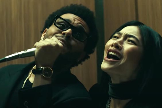 The Weeknd and Hoyeon Jung in the 'Out of Time' music video