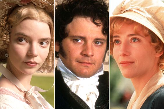 Anya Taylor-Joy in 'Emma.'; Colin Firth in 'Pride and Prejudice'; Emma Thompson in 'Sense and Sensibility'