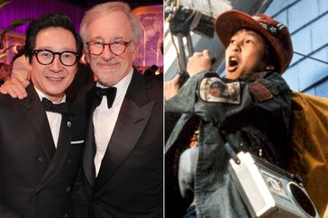 Ke Huy Quan and Steven Spielberg attend the 80th Annual Golden Globe Awards; THE GOONIES, Ke Huy Quan, 1985,