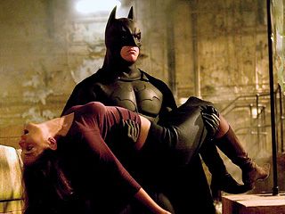 BATMAN BEGINS Christian Bale and Katie Holmes