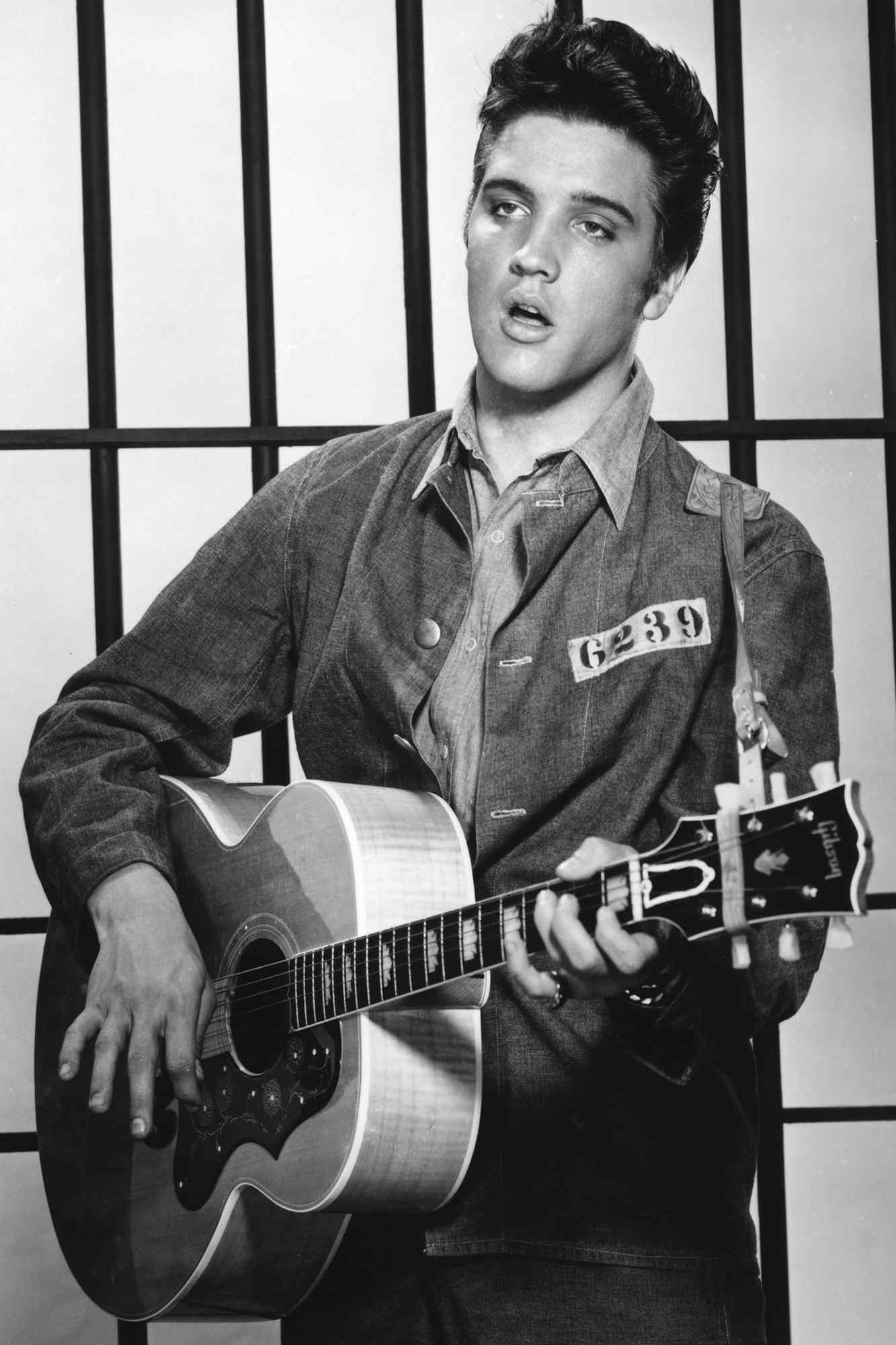 Elvis Presley in a scene from the movie "Jailhouse Rock" which was released in 1957. (Photo by Michael Ochs Archives/Getty Images)