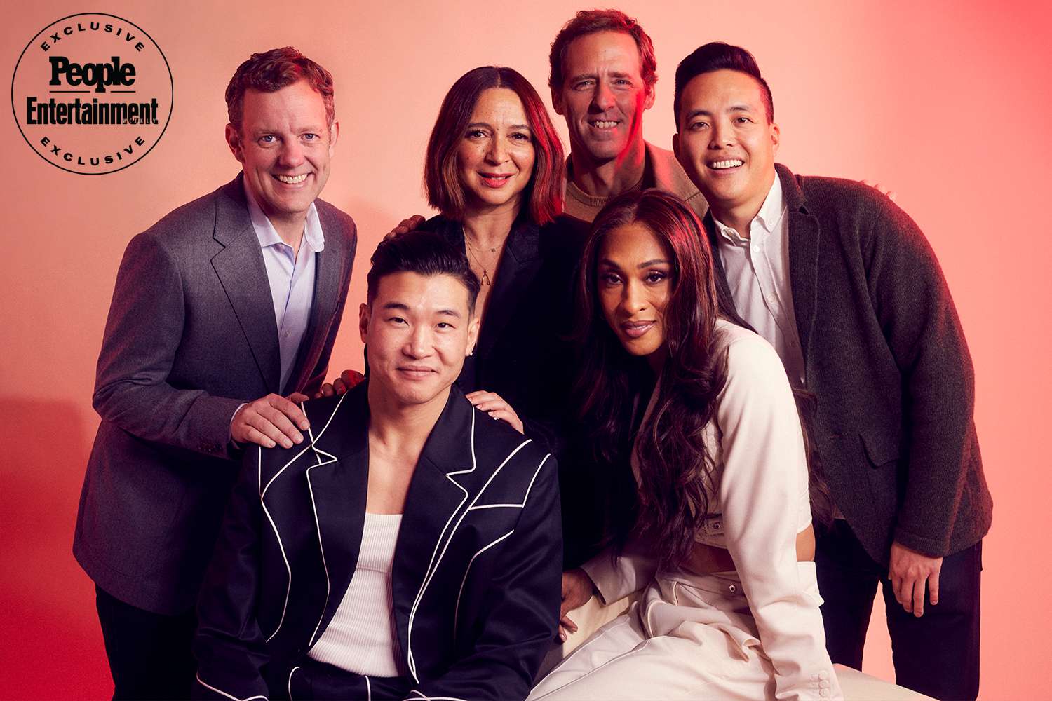 Matt Hubbard, Joel Kim Booster, Maya Rudolph, Nat Faxon, Michaela Jae Rodriguez and Alan Yang of Ã¢ÂÂLootÃ¢ÂÂ pose for a portrait during the 2024 Television Critics Association Winter Press Tour at The Langham Huntington, Pasadena on 