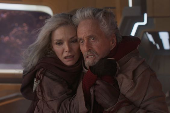 Michelle Pfieffer as Janet van Dyne and Michael Douglas as Hank Pym in Marvel Studios' ANT-MAN AND THE WASP: QUANTUMANIA