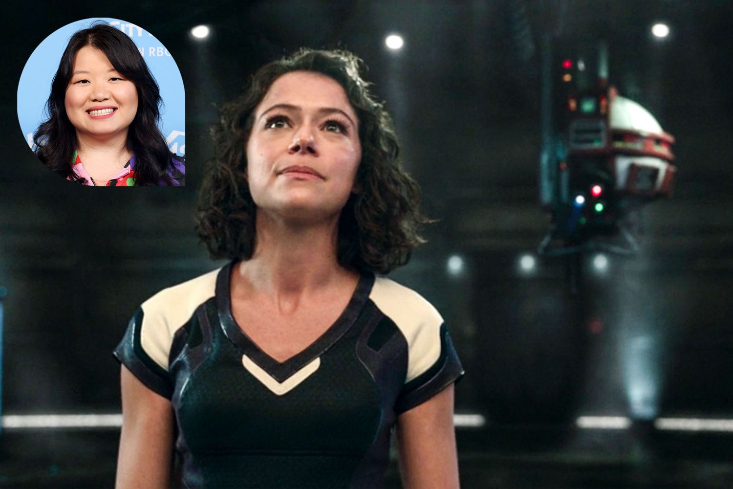 She-Hulk Attorney at Law Jen Walters talking to the K.E.V.I.N. Feige robot