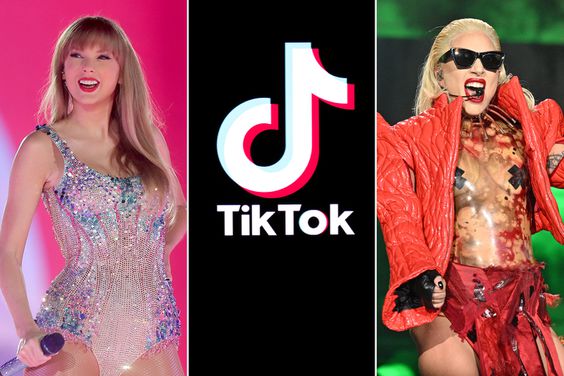 Taylor Swift; TikTok logo; Lady Gaga