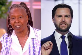 Split photo of Whoopi Goldberg on The View and JD Vance 