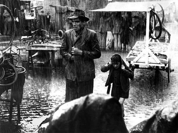 Directed by Vittorio De Sica A workingman and his son look for the father's stolen bicycle in De Sica's gloriously simple story, the essential specimen