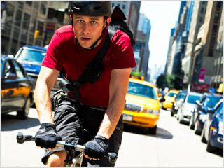 BIKING BONANZA Joseph Gordon-Levitt cycles away from trouble in Premium Rush