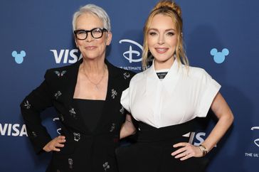 Jamie Lee Curtis and Lindsay Lohan at D23: The Ultimate Disney Fan Event in Anaheim, California on August 09, 2024