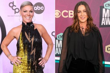 LOS ANGELES, CALIFORNIA - NOVEMBER 20: (EDITORIAL USE ONLY) P!nk attends the 2022 American Music Awards at Microsoft Theater on November 20, 2022 in Los Angeles, California. (Photo by Taylor Hill/FilmMagic); AUSTIN, TEXAS - APRIL 02: Alanis Morissette attends the 2023 CMT Music Awards at Moody Center on April 02, 2023 in Austin, Texas. (Photo by Hubert Vestil/WireImage)