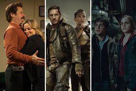 Nick Offerman and Amy Poehler on 'Parks and Recreation'; Tom Hardy and Charlize Theron in 'Mad Max: Fury Road'; Daniel Radcliffe and Emma Watson in 'Harry Potter and the Deathly Hallows — Part 2'