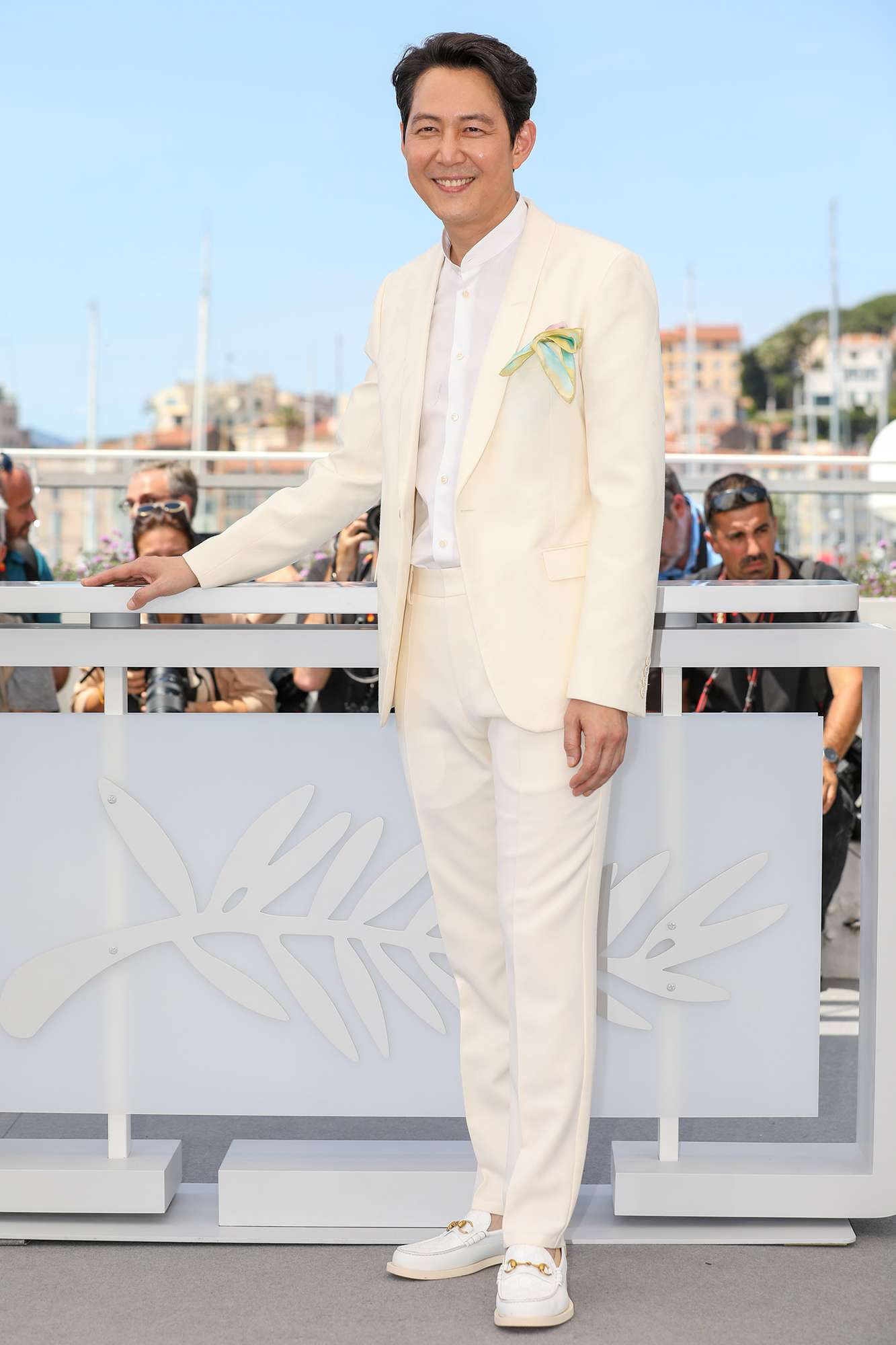 Lee Jung-jae attends the photocall for "Hunt" during the 75th annual Cannes film festival at Palais des Festivals on May 19, 2022 in Cannes, France.