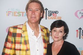 Oncologist Dr. Lawrence D. Piro (L) and Actress Shannen Doherty (R) attends Farrah Fawcett Foundation's "Tex-Mex Fiesta" honoring Stand Up To Cancer at Wallis Annenberg Center for the Performing Arts on September 9, 2017 in Beverly Hills, California