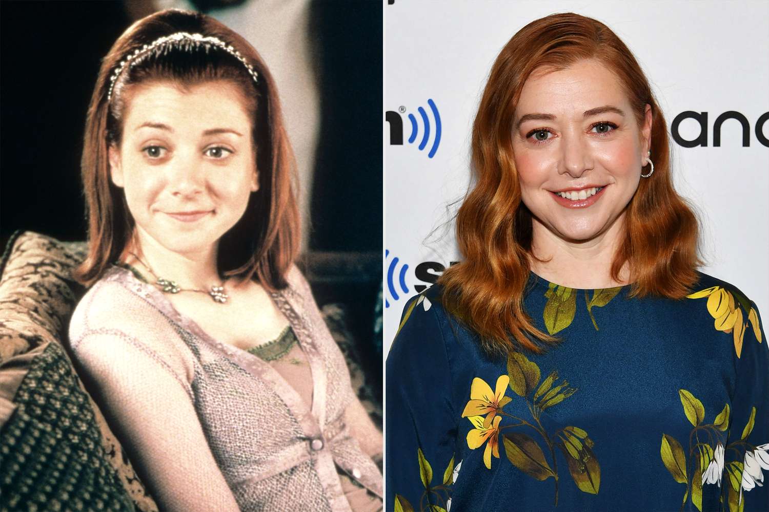 AMERICAN PIE, Alyson Hannigan, 1999, © Universal/courtesy Everett Collection; NEW YORK, NEW YORK - JANUARY 30: (EXCLUSIVE COVERAGE) Alyson Hannigan visits SiriusXM Studios on January 30, 2020 in New York City. (Photo by Slaven Vlasic/Getty Images)