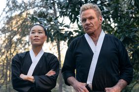 Alicia Hannah-Kim as Kim Da-Eun, Martin Kove as John Kreese in Cobra Kai