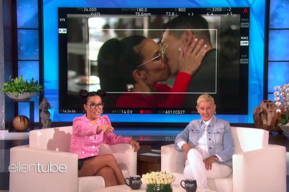 Talk show host Ellen DeGeneres is seen with Ali Wong during a taping of "The Ellen DeGeneres Show" at the Warner Bros. lot in Burbank, Calif. (screen grab) https://youtu.be/g7AqCwP7wak?t=273 CR: Warner Bros.