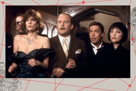 Michael McKean, Christopher Lloyd, Lesley Ann Warren, Martin Mull, Tim Curry, Madeline Kahn in 1985 movie CLUE