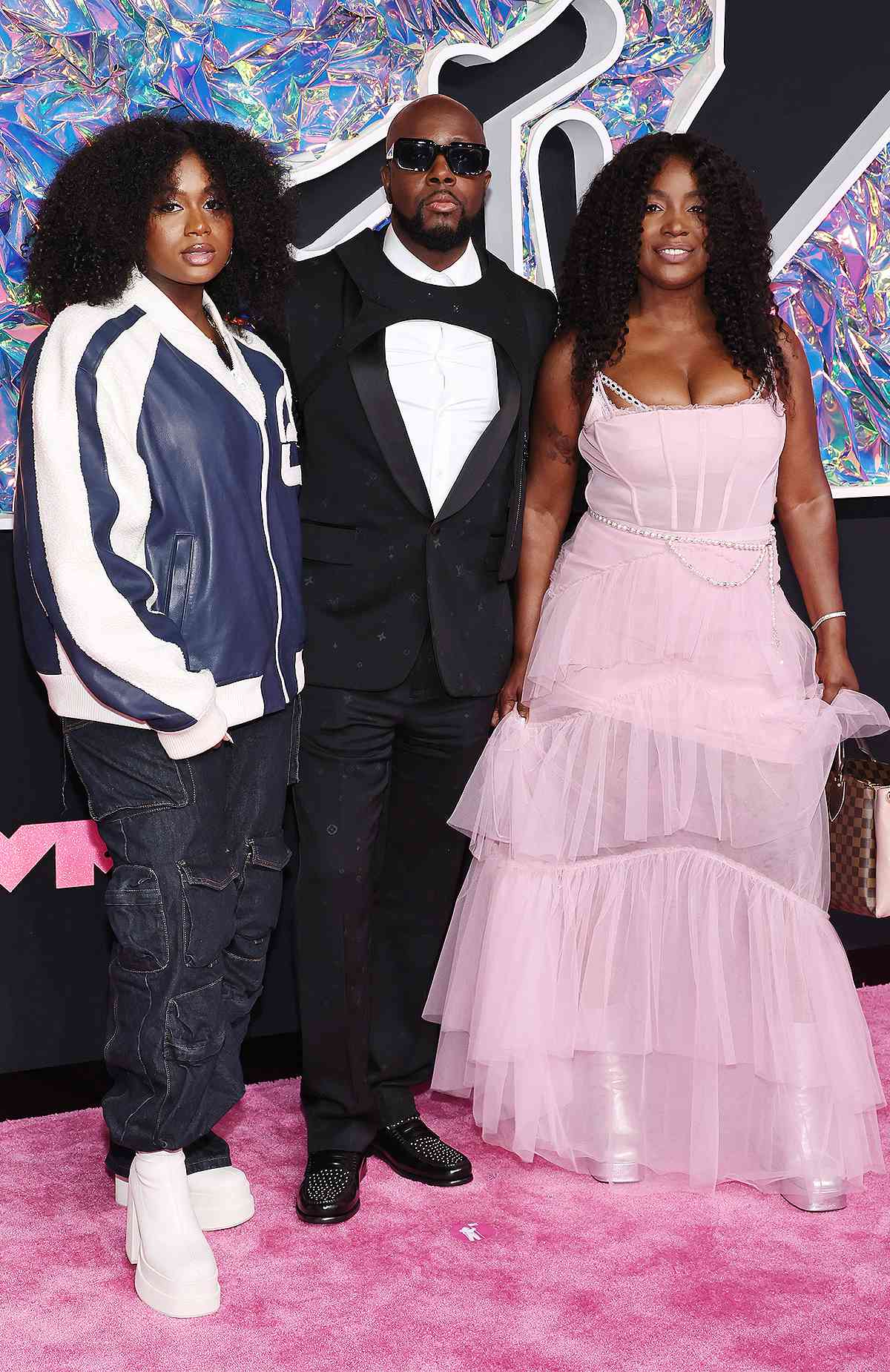 Angelina Claudinelle Jean, Wyclef Jean and Claudinette Jean attends the 2023 MTV Video Music Awards at the Prudential Center on September 12, 2023 in Newark, New Jersey.