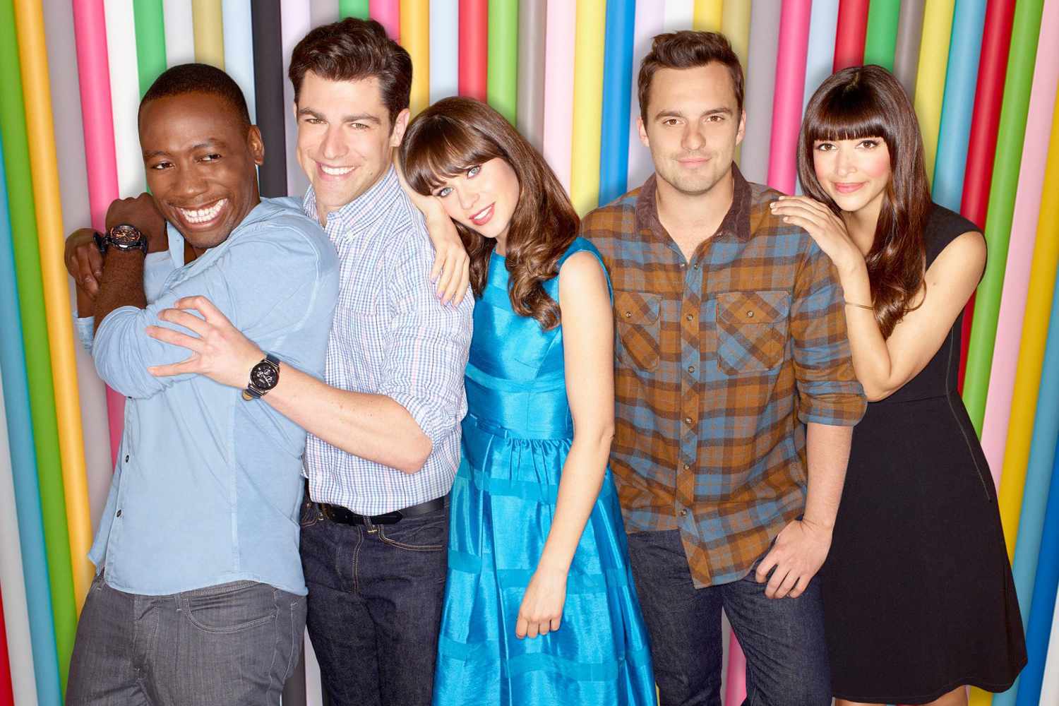 New Girl- Lamorne Morris, Max Greenfield, Zooey Deschanel, Jake Johnson and Hannah Simone.