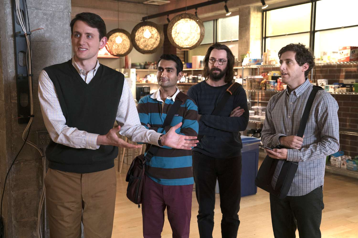 (From left to right) Zach Woods, Kumail Nanjiani, Martin Starr and Thomas Middleditch on &#39;Silicon Valley&#39;