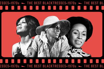 The Best Blacktresses - Collage of Diana Ross in 'Lady Sings the Blues'; Cicely Tyson in 'Sounder'; Diahann Carroll in 'Claudine' inside film strip