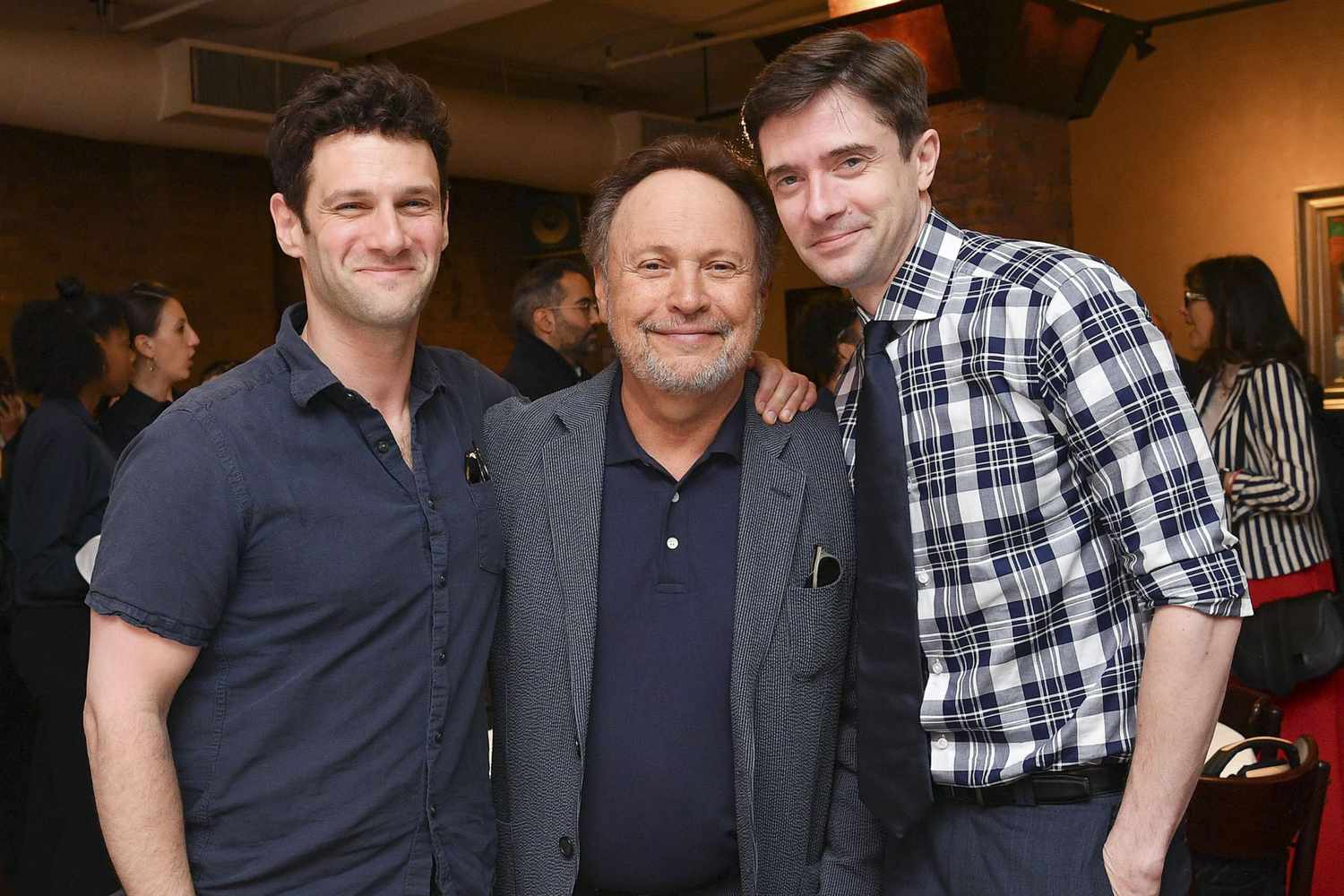 NEW YORK, NEW YORK - APRIL 25: (R-L) Justin Bartha, Billy Crystal, and Topher Grace attend the 2019 Tribeca Film Festival Jury Lunch at Tribeca Grill Loft on April 25, 2019 in New York City. (Photo by Dia Dipasupil/Getty Images for Tribeca Film Festival)