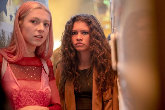 Euphoria Season 1, episode 4 (debut 7/7/19): Hunter Schafer, Zendaya. photo: Eddy Chen/HBO