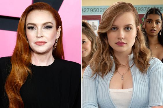 Lindsay Lohan attends the "Mean Girls" New York premiere; Angourie Rice plays Cady Heron, Bebe Wood plays Gretchen Wieners and Avantika plays Karen Shetty in Mean Girls