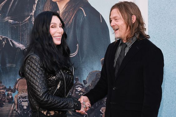 Cher and Norman Reedus attend the Los Angeles premiere of Focus Features' "The Bikeriders" at TCL Chinese Theatre on June 17, 2024 in Hollywood, California