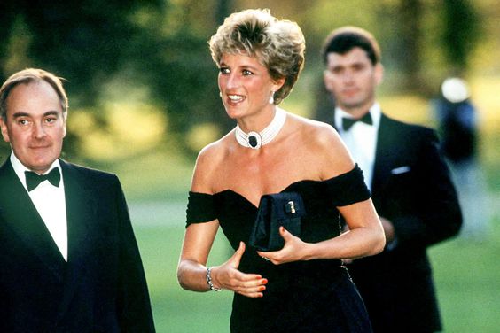 Princess Of Wales At The Serpentine Gallery In London. On Her Left Is Lord Palumbo. Her Dress Is By Christina Stambolian