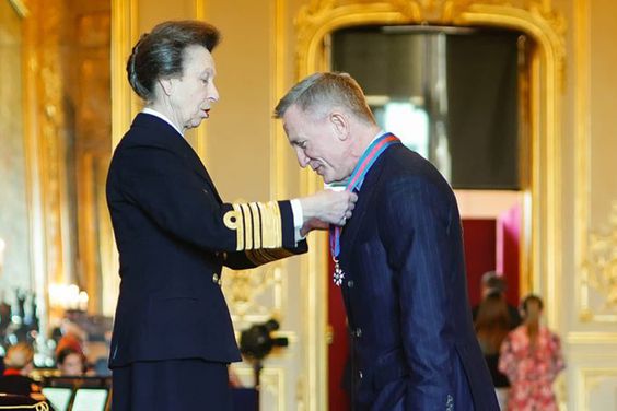 The Princess Royal presents Daniel Craig with The Order of St Michael and St George - the same honour held by his character James Bond - in recognition of his outstanding contribution to film and theatre.