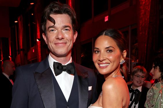 John Mulaney and Olivia Munn attend the 2024 Vanity Fair Oscar Party Hosted By Radhika Jones at Wallis Annenberg Center for the Performing Arts on March 10, 2024