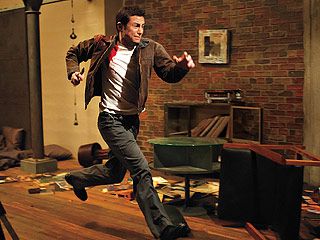 LOOPY LEVITT Joseph Gordon-Levitt runs away from his future self