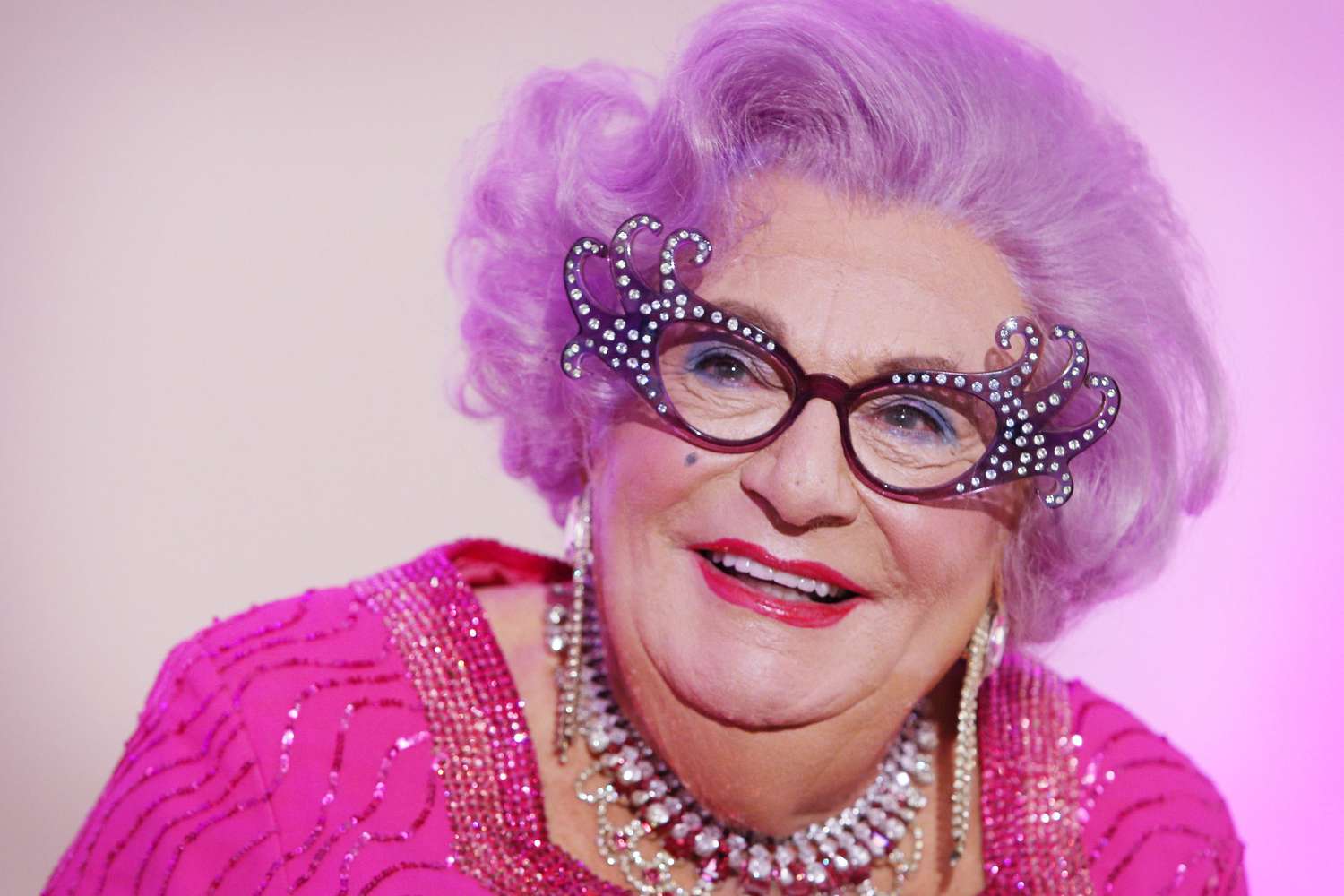 SYDNEY, AUSTRALIA - SEPTEMBER 11: Dame Edna Everage hosts high tea ahead of her My Gorgeous Life national tour on September 11, 2019 in Sydney, Australia. (Photo by Lisa Maree Williams/Getty Images)