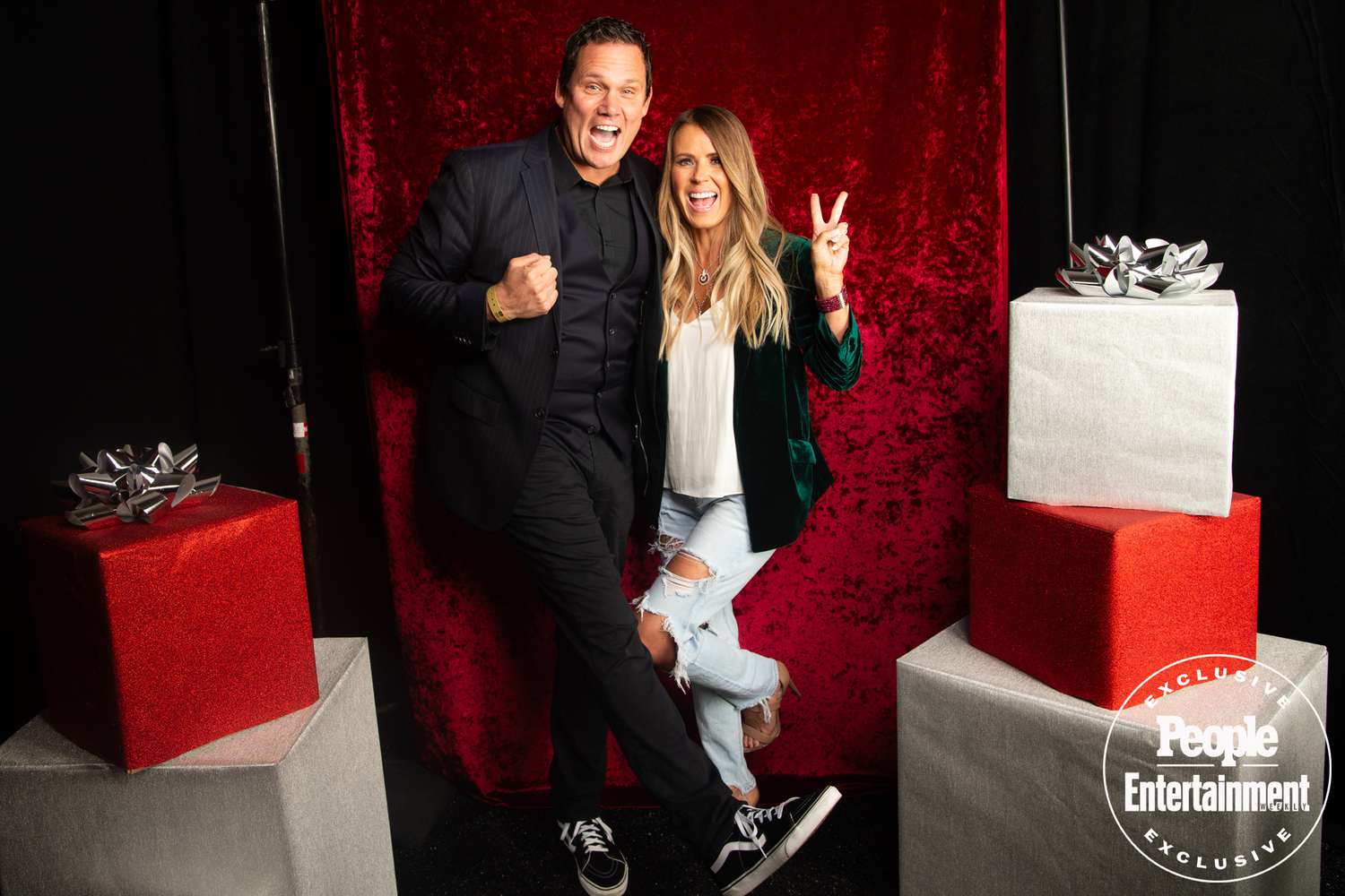 Ryan and Trista Sutter photographed in the 2023 PEOPLE and Entertainment Weekly Jingle Ball portrait studio