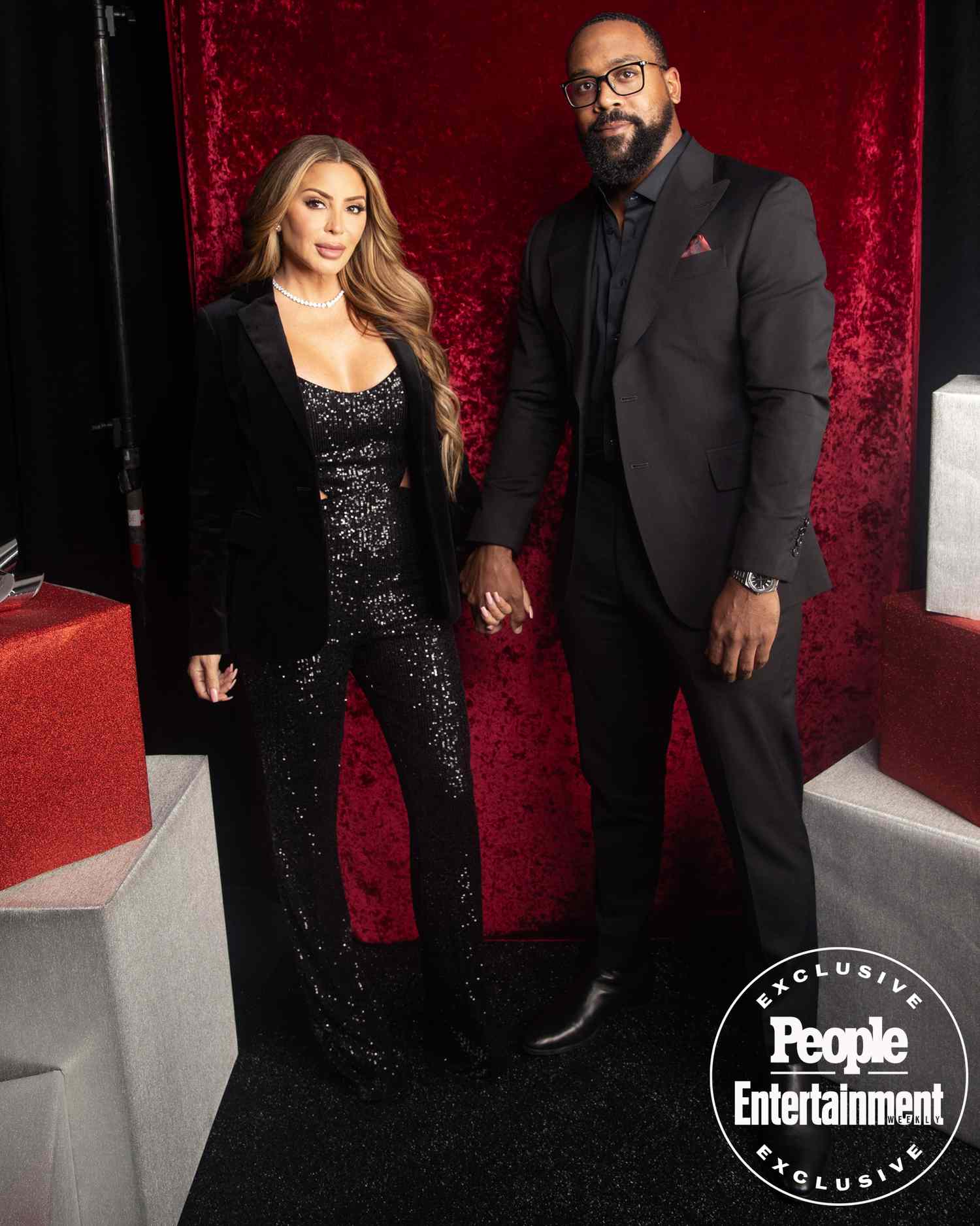 Marcus Jordan and Larsa Pippen photographed in the 2023 PEOPLE and Entertainment Weekly Jingle Ball portrait studio