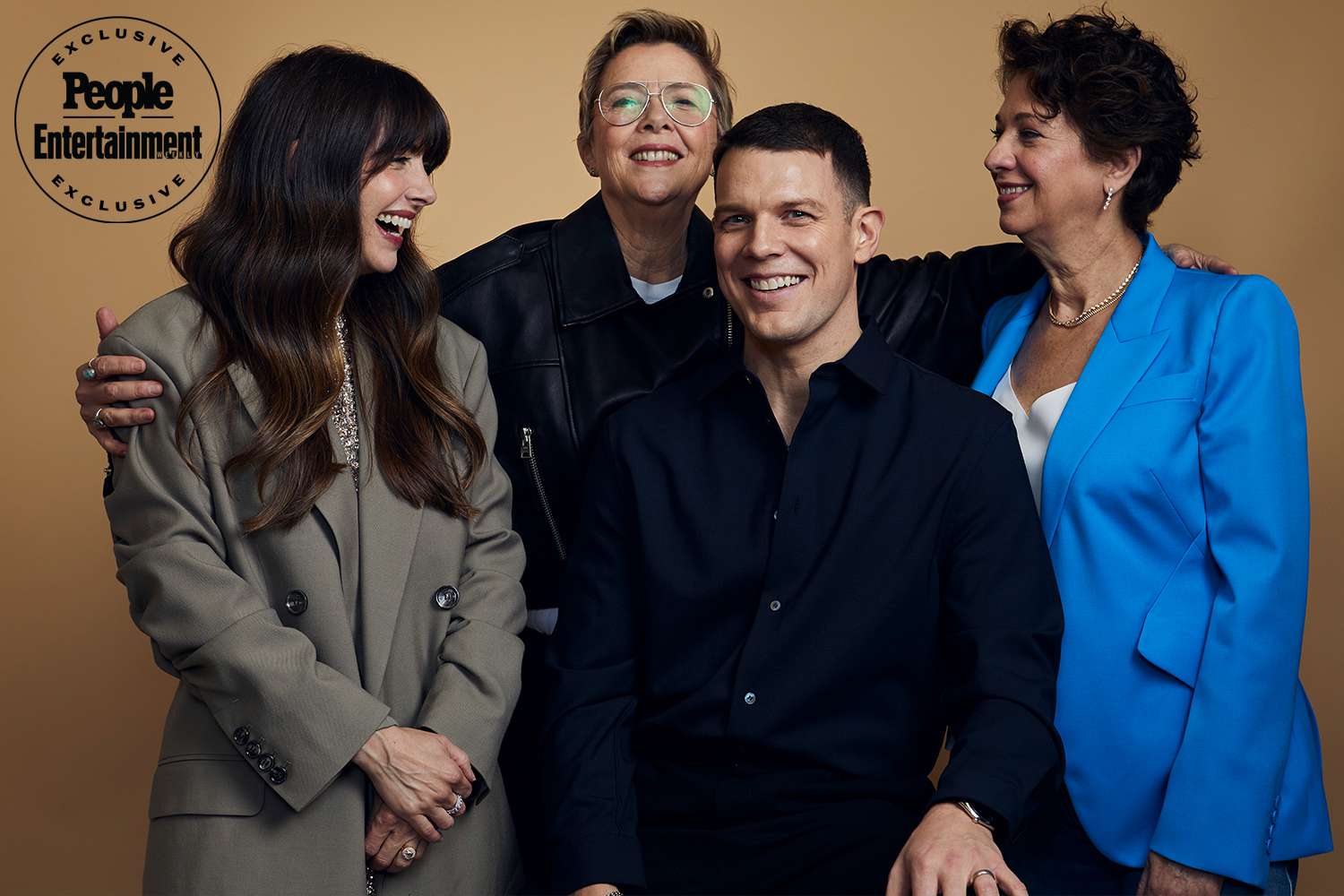 Alison Brie, Annette Bening, Jake Lacy, and Melanie Marnich of Peacock's 'Apples Never Fall' pose for a portrait during the 2024 Winter Television Critics Association Press Tour at The Langham Huntington, Pasadena on February 14, 2024 in 