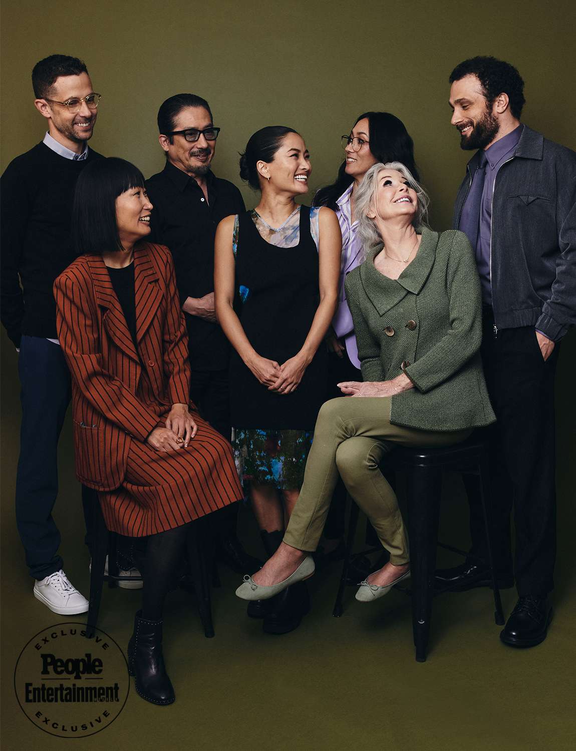  Justin Marks, Hiroyuki Sanada, Anna Sawai, Rachel Kondo, Cosmo Jarvis, Michaela Clavell, and Eriko Miyagawa, of FX's 'ShÃÂgun' pose for a portrait during the 2024 Winter 