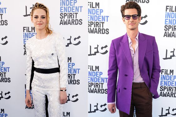 Kristen Stewart and Andrew Garfield attend the 2022 Film Independent Spirit Awards on March 06, 2022 in Santa Monica, California.