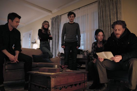 MANIFEST SEASON 04. (L to R) Matt Long as Zeke Landon, Matt Long as Zeke Landon in Manifest Season 04. Melissa Roxburgh as Michaela Stone, Melissa Roxburgh as Michaela Stone in Manifest Season 04. Ty Doran as Cal Stone (as teen), Ty Doran as Cal Stone (as teen) in Manifest Season 04. Luna Blaise as Olive Stone, Luna Blaise as Olive Stone in Manifest Season 04. Josh Dallas as Ben Stone, Josh Dallas as Ben Stone in Manifest Season 04. Cr. Netflix © 2022