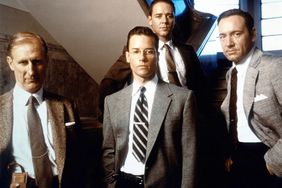 L.A. CONFIDENTIAL, front, from left: James Cromwell, Guy Pearce, Kevin Spacey; back: Russell Crowe,