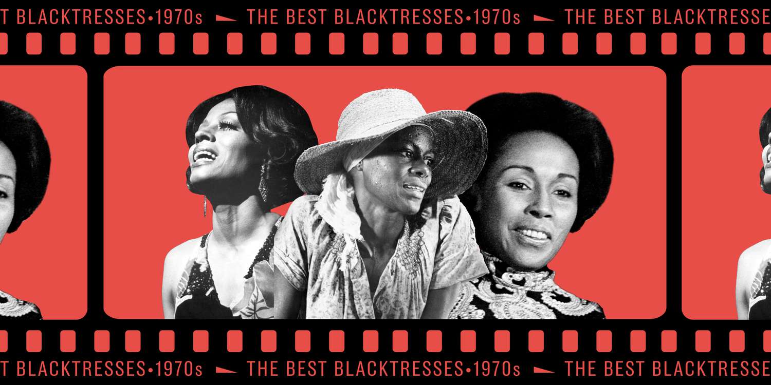 The Best Blacktresses - Collage of Diana Ross in 'Lady Sings the Blues'; Cicely Tyson in 'Sounder'; Diahann Carroll in 'Claudine' inside film strip
