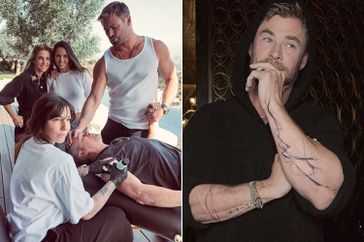 Chris Hemsworth Holds Matt Damon's Hand While He Gets Tattooed