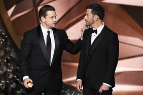 Actor Matt Damon (L) and host Jimmy Kimmel speak onstage during the 68th Annual Primetime Emmy Awards at Microsoft Theater on September 18, 2016 in Los Angeles, California.