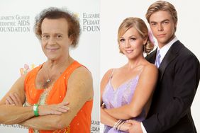 Split photo of Richard Simmons, Jennie Garth and Derek Hough