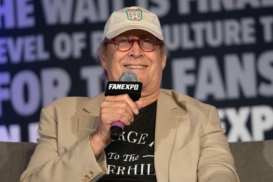 Chevy Chase speaks about the filming of "National Lampoon's Vacation" at the Fan Expo at Colorado Convention Center on July 01, 2023 in Denver, Colorado.